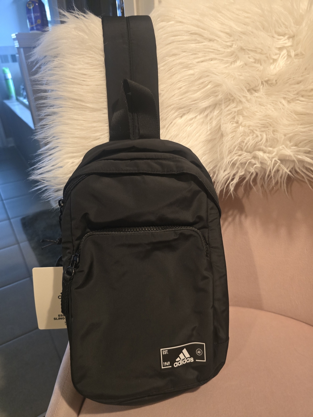 adidas Black Sling Bag with Front Zip Pocket